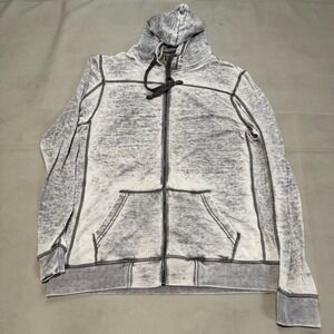 BKE Athletic Fit Men XL Gray Sheer See Through Burnout Zip Hoodie Y2K Skate-6168